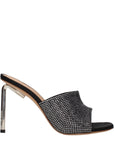 Off-White Black Satin Stiletto Heel Sandals
