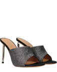 Off-White Black Satin Stiletto Heel Sandals