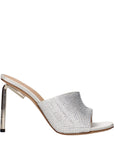Off-White Gray Satin Stiletto Heel Sandals