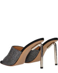 Off-White Black Satin Stiletto Heel Sandals