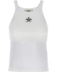 Fendi White Cotton Sleeveles T-Shirt
