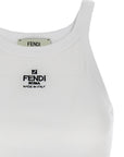 Fendi White Cotton Sleeveles T-Shirt
