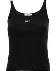 Off-White Black Cotton Sleeveles T-Shirt