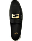 Fendi Black Lamb Leather Slip-On Loafers