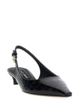 Dolce & Gabbana Black Calfskin Mid Heel Pumps