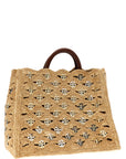 Paco Rabanne Beige Raffia Handbag