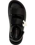 Alexander McQueen Black Calf Leather Bos Taurus Flat Sandals