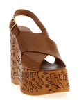 Chloé Brown Calfskin Wedge Sandals