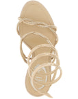 RENE CAOVILLA Beige Satin Stiletto Heel Sandals