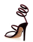 RENE CAOVILLA Bordeaux Textile Stiletto Heel Sandals