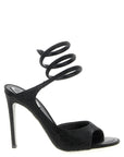RENE CAOVILLA Black Satin Stiletto Heel Sandals