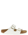 Birkenstock White Artificial Leather Slides