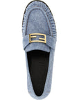 Fendi Blue Calfskin Slip-On Loafers
