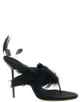Paris Texas Black Silk Stiletto Heel Sandals