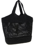Saint Laurent Black Raffia Tote Bag