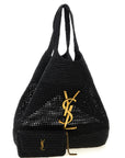 Saint Laurent Black Raffia Tote Bag