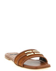 Elisabetta Franchi Brown Leather Slides