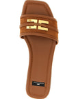Elisabetta Franchi Brown Leather Slides