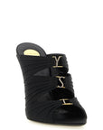 Saint Laurent Black Viscose Stiletto Heel Sandals