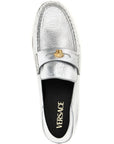 Versace Silver Lamb Leather Slip-On Loafers