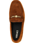 Versace Brown Calfskin Slip-On Loafers