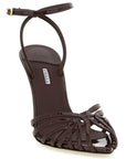 LE SILLA Brown Calfskin Stiletto Heel Sandals