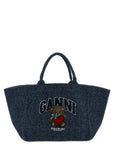 Ganni Blue Organic Cotton Tote Bag