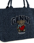 Ganni Blue Organic Cotton Tote Bag