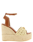 Versace Beige Lamb Leather Wedge Sandals