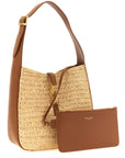 Saint Laurent Beige Raffia Shoulder Bag