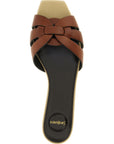 Saint Laurent Brown Calfskin Slides