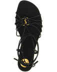 Saint Laurent Black Lamb Leather Flat Sandals