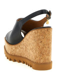 Stella McCartney Black Polyurethane Wedge Sandals