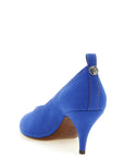 Versace Blue Cotton Mid Heel Pumps