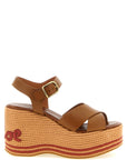 Chloé Brown Calfskin Wedge Sandals