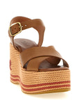 Chloé Brown Calfskin Wedge Sandals