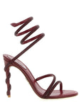 RENE CAOVILLA Bordeaux Viscose Stiletto Heel Sandals