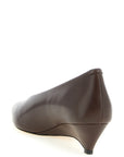 Jil Sander Brown Calfskin Mid Heel Pumps
