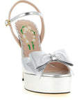 Valentino Garavani Silver Leather Stiletto Heel Sandals