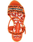 Dolce & Gabbana Orange Cotton Wedge Sandals