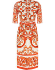 Dolce & Gabbana Orange Silk Midi Dress
