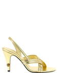 Versace Gold Lamb Leather Stiletto Heel Sandals