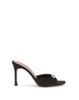 Amina Muaddi Black Silk Stiletto Heel Sandals