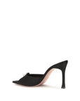 Amina Muaddi Black Silk Stiletto Heel Sandals