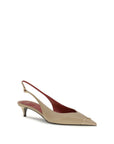 Valentino Garavani Beige Calf Leather Bos Taurus Mid Heel Pumps