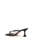 Amina Muaddi Black Silk Stiletto Heel Sandals