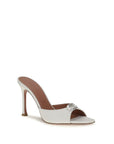 Amina Muaddi White Calf Leather Bos Taurus Stiletto Heel Sandals