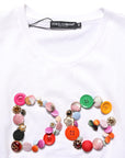 Dolce & Gabbana White DG Logo Embellished Round Neck T-shirt