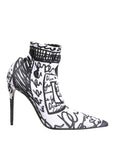 Dolce & Gabbana White Graffiti Stretch Ankle Boots Shoes