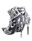 Dolce & Gabbana White Graffiti Stretch Ankle Boots Shoes